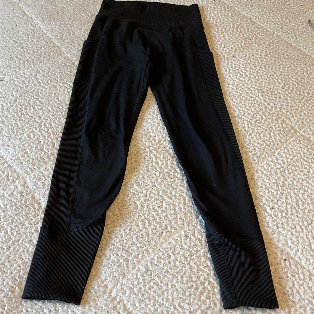 OFFLINE by Aerie Leggings Womens S Black Excellent Ribbed High Rise Pocket